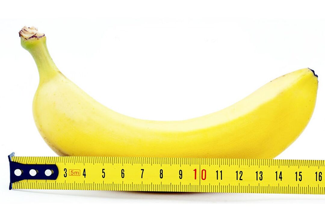 A banana with a ruler symbolizes the measurement of the penis after surgery